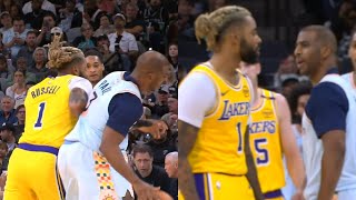 Chris Paul throws elbow at DAngelo Russell so DLo bumps him and they have words 👀 [upl. by Saduj]