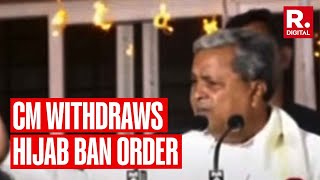 Karnataka CM Siddaramaiah takes uturn on hijab row says will take a decision after discussion [upl. by Anelagna]