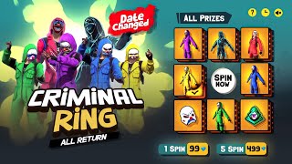 Date Changed ❌  All Criminal Bundle Return 😮  Mystery Shop Event Free Fire  Free Fire New Event [upl. by Bethina389]