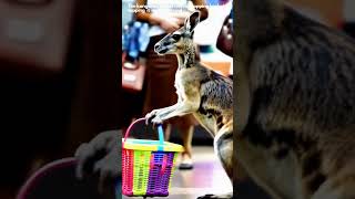 A kangaroo is impatiently waiting in line at the grocery store [upl. by Renckens]