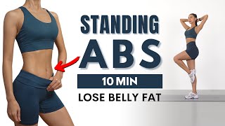 10 MIN STANDING ABS WORKOUT TO LOSE BELLY FAT  No Jumping No Squats No Lunges [upl. by Eniamej]