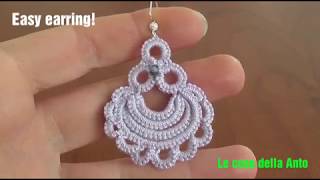 54 TUTORIAL ORECCHINI CHIACCHIERINO AD AGO EARRINGS NEEDLE TATTING Frivolitè Encaje фриволите [upl. by Aisya]