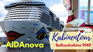 AIDAnova Balkonkabine 9149 mit begehbarem Kleiderschrank im Detail Kabinenrundgang auf Deck 9⛴️ [upl. by Atilek]