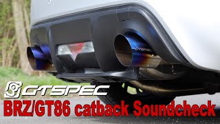 GTspec catback exhaust with RCM decat manifold  Subaru BRZ amp Toyota GT86  SOUND CHECK [upl. by Eanod409]