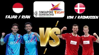 Fajar Rian INA vs Kim Astrup Rasmussen DEN Semifinals KFF Badminton Singapore Open 2024 [upl. by Ezalb]