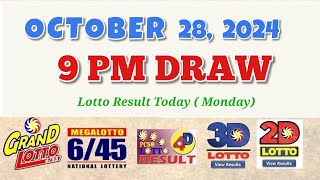 Lotto Result Today 9pm draw October 28 2024 655 645 4D Swertres Ez2 PCSO [upl. by Cirdek]