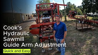 Hydraulic Sawmill Guide Arm Adjustment [upl. by Nolyarb945]