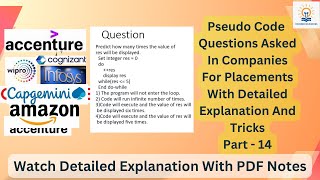 Pseudo Code For Infosys Capgemini Accenture Part 14 itjobs pseudocode interviewquestions [upl. by Leciram]