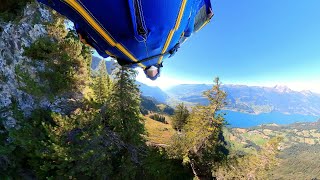 Wingsuit BASE jump the Trench line Walenstadt [upl. by Mccall8]