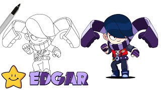 How To Draw EDGAR 🧣  Brawl Stars  New Free Brawler  Step By Step [upl. by Atirma]