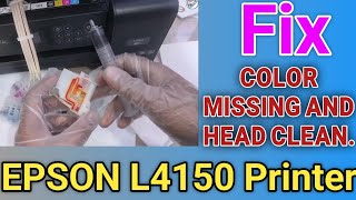 How to fix missing color in Epson printerEpson L4150 printer head cleaning fix color problems [upl. by Darwin]