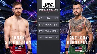 EDMEN SHAHBAZYAN VS ANTHONY HERNANDEZ FULL FIGHT UFC FIGHT NIGHT 224 [upl. by Neirda]