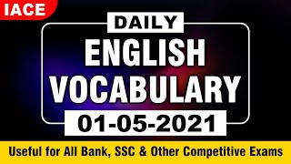 IACEs Daily English Vocabulary  Useful for All Competitive Exams  May 1st 2021  IACE [upl. by Alf]