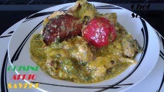 Cuisine Africaine Sauce gombo foufou de manioc  Cameroun [upl. by Negeam235]