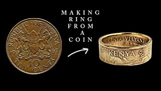 Let´s transform a 10 Cents coin from Kenya into a stunning ring [upl. by Ahsinoj]