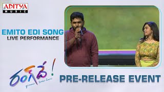 Emito Edi Song Live Performance  RangDe PreRelease Event  Nithiin Keerthy  DSP  Venky Atluri [upl. by Abdel]