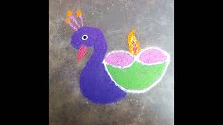 Diwali rangoli designpeacock rangoli design diy craftyoutubeshortsrangoli diwalidiwalirangoli [upl. by Couchman]