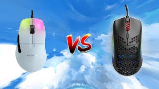 Roccat Kone Pro vs Glorious Model O Mouse Comparison [upl. by Eimmas]