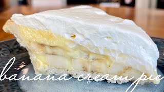 Creamy BANANA CREAM PIE w Real Whipped Cream Easy [upl. by Orihakat]