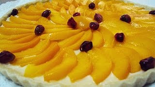 Tarta de fruta fácil  de melocotón en almíbar con natillas [upl. by Yup507]