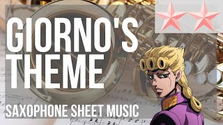 SUPER EASY Alto Sax Sheet Music How to play Giornos Theme Jojos Bizarre Adventure by Yugo Kanno [upl. by Leeke281]