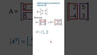 Cómo hallar el determinante de la transpuesta de una matriz de orden 2x2 matriz determinante math [upl. by Gusty453]