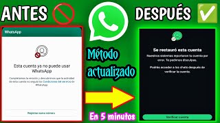 Cuenta de WhatsApp BANEADA solución  cómo arreglar esta cuenta no puede usar WhatsApp [upl. by Nnanerak474]