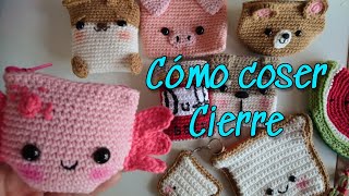 Cómo coser cierre a mi tejido  unir cierre a monedero crochet [upl. by Jed]