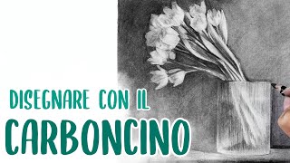 COME DISEGNARE DEI FIORI CON IL CARBONCINO 🖤 Ideale per principianti e disegnatori insoddisfatti [upl. by Berkman]