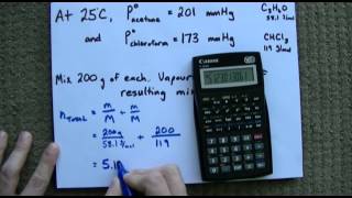 Raoults Law  Example Vapour Pressure of Mixture [upl. by Michaeline]