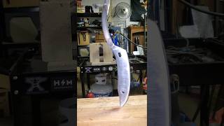 Cut test with scrap knife forged from leaf spring pack band blacksmith bladesmith kitchenknife [upl. by Suertemed]