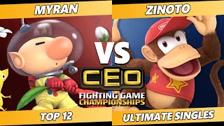 CEO 2021 Top 12  Myran Olimar Vs Zinoto Diddy Kong SSBU Ultimate Tournament [upl. by Belldas37]