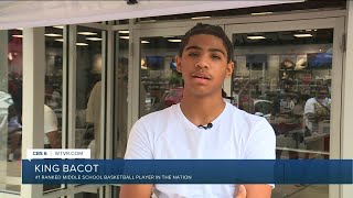 Middle school basketball phenom King Bacot hosts school supply giveaway for students [upl. by Airekal]