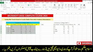 How to Create Daily Class wise student Attendance Summary in Excel [upl. by Yajiv]