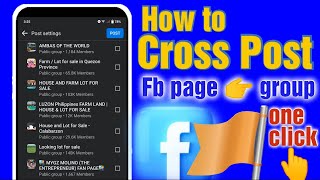 Facebook page Cross post  paano mag crosspost from your page to another page groups one click [upl. by Barnard]