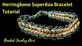 Herringbone Bracelet With Superduo Beads [upl. by Tyra]