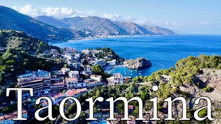 Taormina Sicily Italy  by drone 4K taormina [upl. by Alinoel]