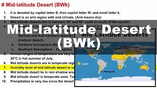 Koppen Scheme  Mid latitude Desert BWk  UPSC IAS Geography [upl. by Airdnaid933]