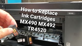 How To Replace Ink Cartridges Canon Pixma MX490 MX492 TR4520 [upl. by Leoline]