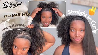 TRYING THIS VIRAL HAIRSTYLE ON MY HALF WIG WITH LACE FROM HERGIVENHAIR [upl. by Simpkins]