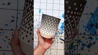 Removing stencils from a pixel cup stencil ceramics pixelart [upl. by Nosille831]