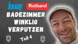 Ich regel das Bad  Badezimmer winklig verputzen mit Rotband Pro  Teil 4 Letzte WandEndergebnis [upl. by Kalbli]