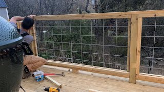 The Best Method  Cattle Panel Deck Railing on our Tiny Shed House [upl. by Shanly]