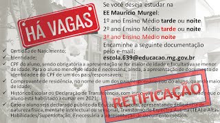 Vagas para matrícula E E Maurício Murgel [upl. by Machutte]