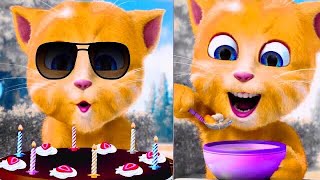 Talking Tom funny 🤣😂😁 Talking Ginger 2🍔🌭🍉🎂talkingtom funny [upl. by Chalmer]