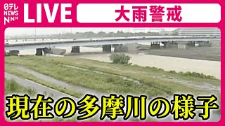 【ライブカメラ】『河川の様子』多摩川の氾濫注意情報は解除 ──（日テレNEWS LIVE） [upl. by Eerahs182]