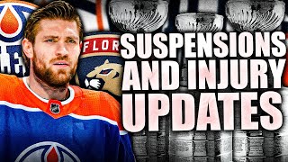 STANLEY CUP FINALS SUSPENSION amp INJURY NEWS LEON DRAISAITL ALEKSANDER BARKOVOilers Panthers [upl. by Barn]