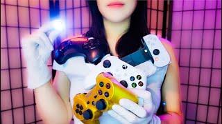 ASMR Examining Video Game Controllers Close Up with Controller Sounds 🎮 [upl. by Ashely]