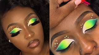 Green Elongated Cutcrease  Client Makeup Tutorial [upl. by Eelac]