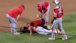 First Baseman Hits Pitcher In Back Of Head with Ball [upl. by Malarkey518]